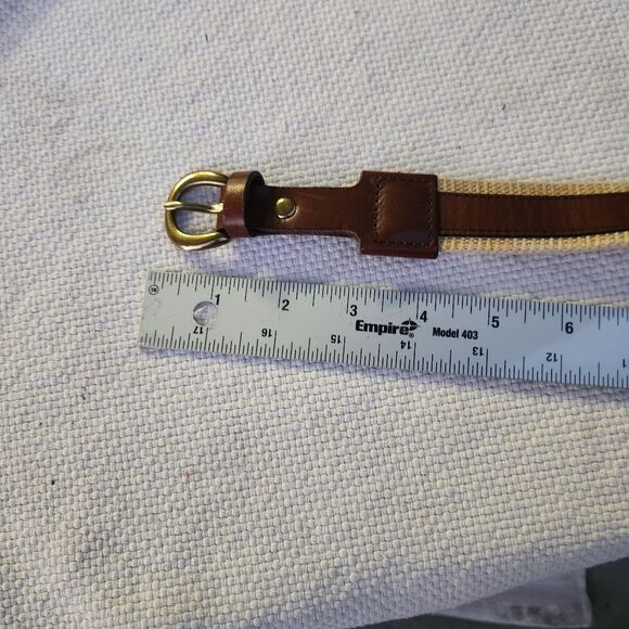J crew vintage brown leather and canvas webbing belt - Picture 8 of 13